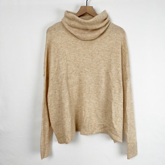 Anthropologie Alpaca Wool Oversized Knit Cowl Turtleneck Sweater Chunky Cozy XS - Picture 5 of 5